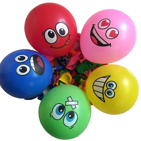 Emoji / Smiley face Latex Balloons, 10 Pcs, 12" ๐ธ - Picture 4 of 8